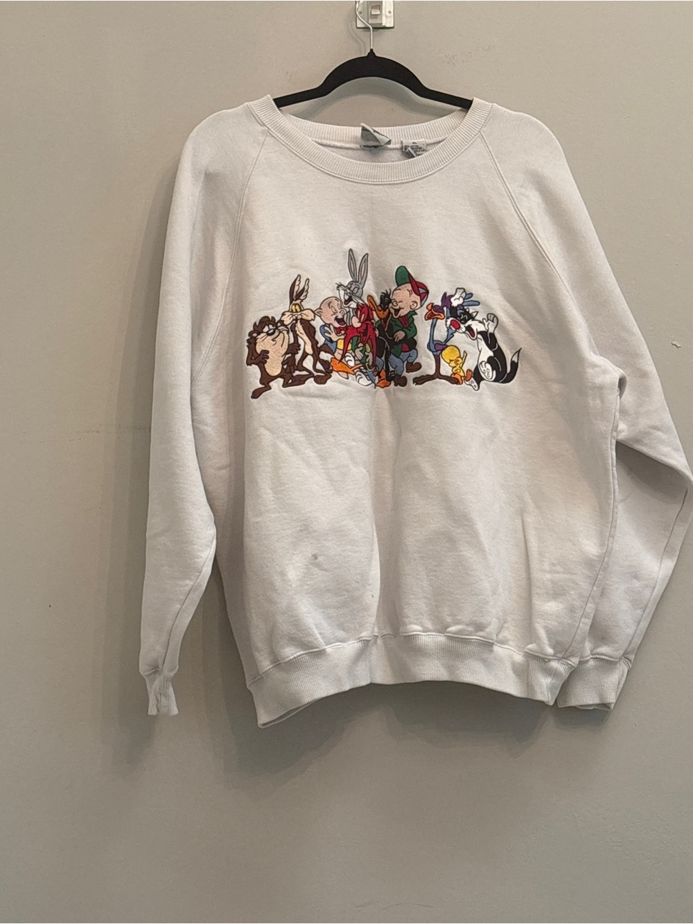 ACME White Cartoon Character Crewneck Sweater